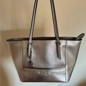 GUESS Metallic Silver Tote